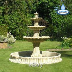 Classical Stone Garden Fountain Water Feature Outdoor 3 Tier Cascade