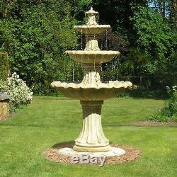 Classical Stone Garden Fountain Water Feature Outdoor 3 Tier Cascade