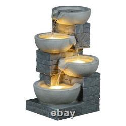 Columns 4 Tier Jar Jug Water Feature Fountain Cascade Garden Stone Effect New