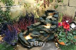Compact Slate Cascade Rock Cascade Garden Water Feature, Outdoor Fountain