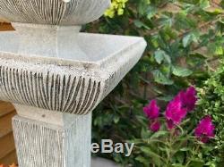 Contemporary Bird Bath Garden Water Feature, Solar Powered Outdoor Fountain
