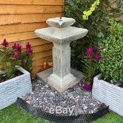 Contemporary Bird Bath Garden Water Feature, Solar Powered Outdoor Fountain