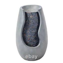 Contemporary Design GARDEN Water Feature Pebble Cement FOUNTAIN 6 LED light