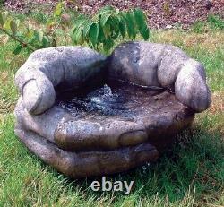 Cupped Hands Stone Fountain Garden Water Feature