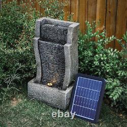 Curved Waterfall Fountain with LED Lights Solar Water Feature Statues Ornament