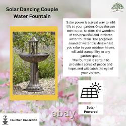 Dancing Couple Water Fountain Feature Bronze Effect Garden Solar Powered Outdoor