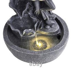 Dancing Frog Garden Water Feature Solar Powered Cascade LED Lighted Fountain