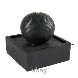 Dark Grey Sphere LED Fountain Garden Water Feature 36.5cm Plug In Lights4fun