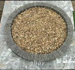 Dark gray water garden feature granite circle fountain base slab