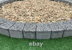 Dark gray water garden feature granite circle fountain base slab