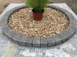 Dark gray water garden feature granite circle fountain base slab