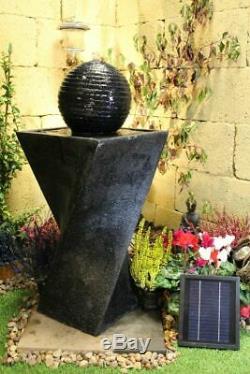 Day and Night Contemporary Garden Water Feature, Solar Powered Outdoor Fountain