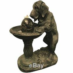 Dog at Fountain Garden Water Feature with LED Lights Ideal Gift Idea