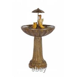 Duck Family Solar Powered Water Fountain Feature Bird Bath Style Garden Decor