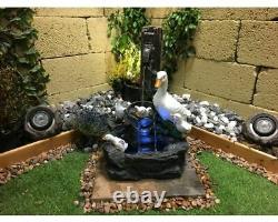 Duck Family Water Feature Mains, Garden Water Fountain on Mains