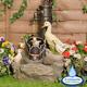 Duck Family Water Feature Outdoor Old Tap Garden Fountain With Led Lights 56cm