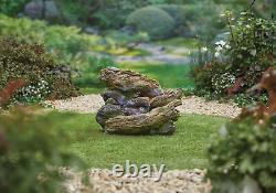 Easy Fountain Bubbling Brook LED Natural Garden Water Feature Wood Stone Effect