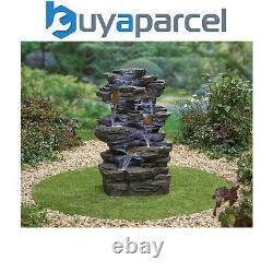 Easy Fountain Hinoki Springs LED Natural Garden Water Feature Stone Slate Effect