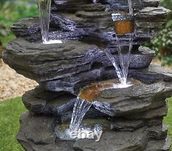 Easy Fountain Hinoki Springs LED Natural Garden Water Feature Stone Slate Effect