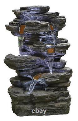 Easy Fountain Hinoki Springs LED Natural Garden Water Feature Stone Slate Effect