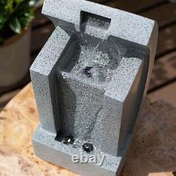 Easy Fountain Kiso Column LED Garden Water Feature Fountain Modern Grey