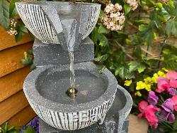 Eclipse 4 Bowl Contemporary Solar Powered Garden Water Feature, Outdoor Fountain