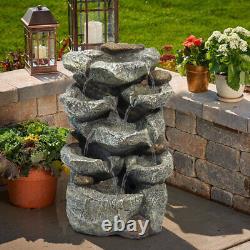 Electric Garden 49cm Water Feature Fountain Warm White Lights Ornaments&Statues