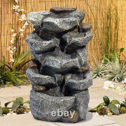 Electric Garden 49cm Water Feature Fountain Warm White Lights Ornaments&Statues