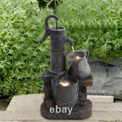 Electric Garden Tiered Barrel Cascaded Water Feature Outdoor Fountain Decot Pump