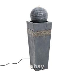 Electric Garden Water Feature Outdoor Fountain Rotating Ball LED Light Statue UK