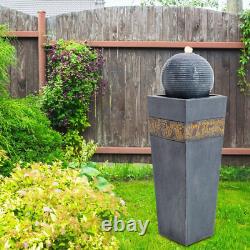 Electric Garden Water Feature Outdoor Fountain Rotating Ball LED Lights Statue