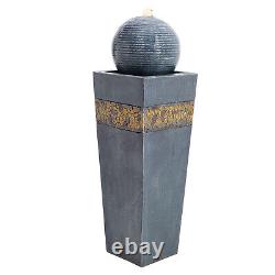 Electric Garden Water Feature Outdoor Fountain Rotating Ball LED Lights Statue