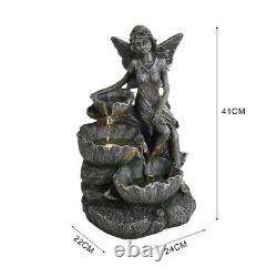 Electric /LED Solar Power Outdoor Water Fountain Feature Garden Stone Statues