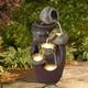 Electric Power Garden Water Feature Fountain Led Light Outdoor Cascade Landscape