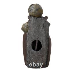 Electric Power Garden Water Feature Fountain LED Light Outdoor Cascade Landscape