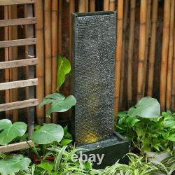 Electric Powered Garden Water Feature LED Lights Stone Stele Fountain Waterfalls