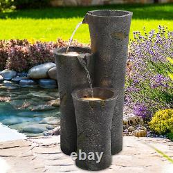 Electric Powered Water Feature Garden Fountains LED Lights Resin Ornaments Decor