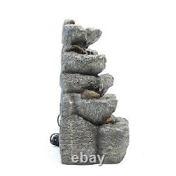 Electric Rockfall Waterfall Feature Garden Cascading Fountain LED Indoor Outdoor