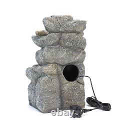 Electric Rockfall Waterfall Feature Garden Cascading Fountain LED Indoor Outdoor