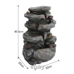 Electric Solar Power Water Fountain Feature Cascading Stone Statue Garden Patio