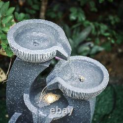 Electric WaterPump Falls Fountain Outdoor Garden Water Feature with LED Lights