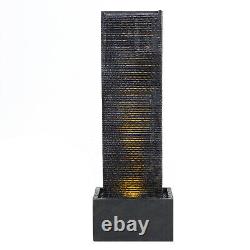 Electric Waterfall Water Feature Garden Fountain Natural Slate 4 LED Statue Pump