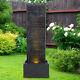 Electric Waterfall Water Feature Natural Slate Garden Fountain 4 Led Statue Pump