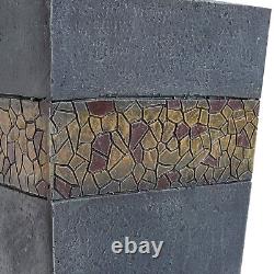 Electric Waterfall Water Feature Natural Slate Garden Fountain LED Statues Pump