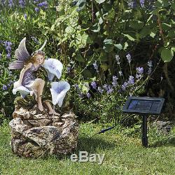 Fairy Fountain Garden Water Feature Solar Powered Self Contained 57cm Ornament