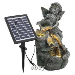 Fairy LED Water Feature Fountain Garden Outdoor Solar Powered Cascading Statue