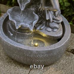 Fairy LED Water Feature Fountain Garden Outdoor Solar Powered Cascading Statue