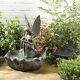 Fairy Water Fountain Solar Powered Bronze Garden Ornament Water Feature Decor