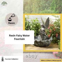 Fairy Water Fountain Solar Powered Bronze Garden Ornament Water Feature Decor