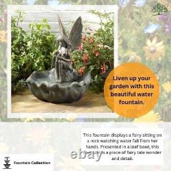 Fairy Water Fountain Solar Powered Bronze Garden Ornament Water Feature Decor